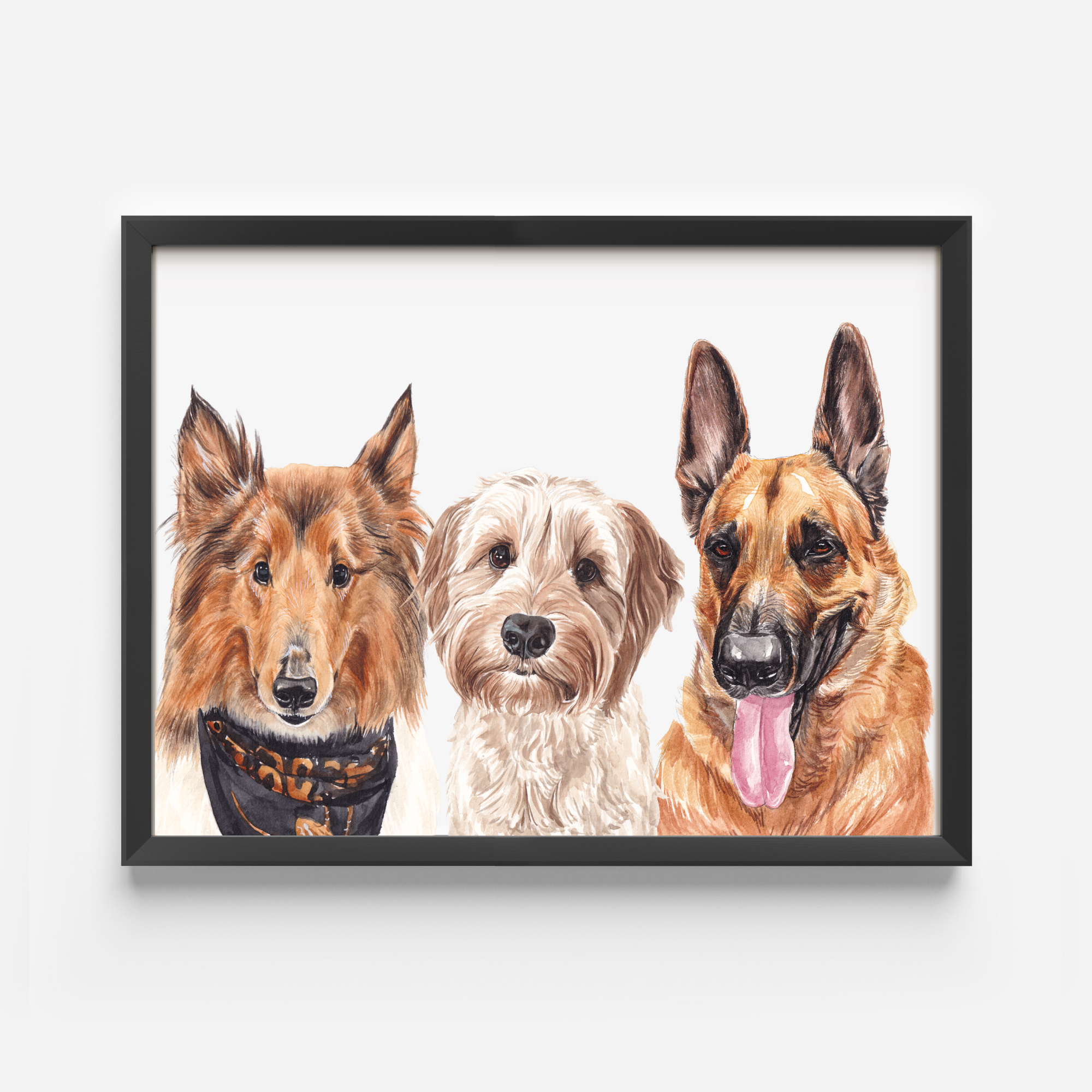 Classic three pet portrait