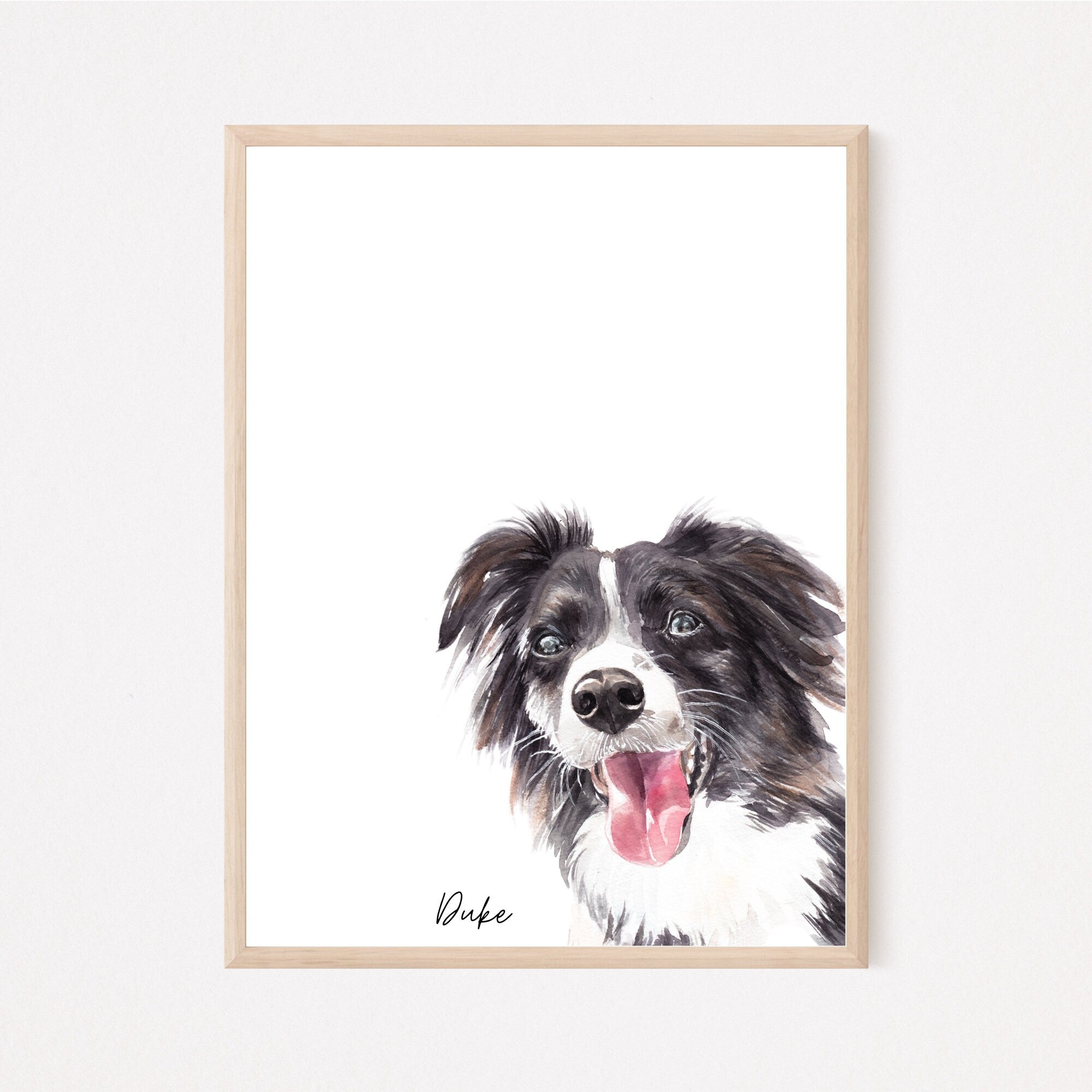 Pet portrait from photo, Custom watercolor dog portrait, Peekaboo Pet portrait, Custom pet portrait, Modern pet painting Gift for pet owner