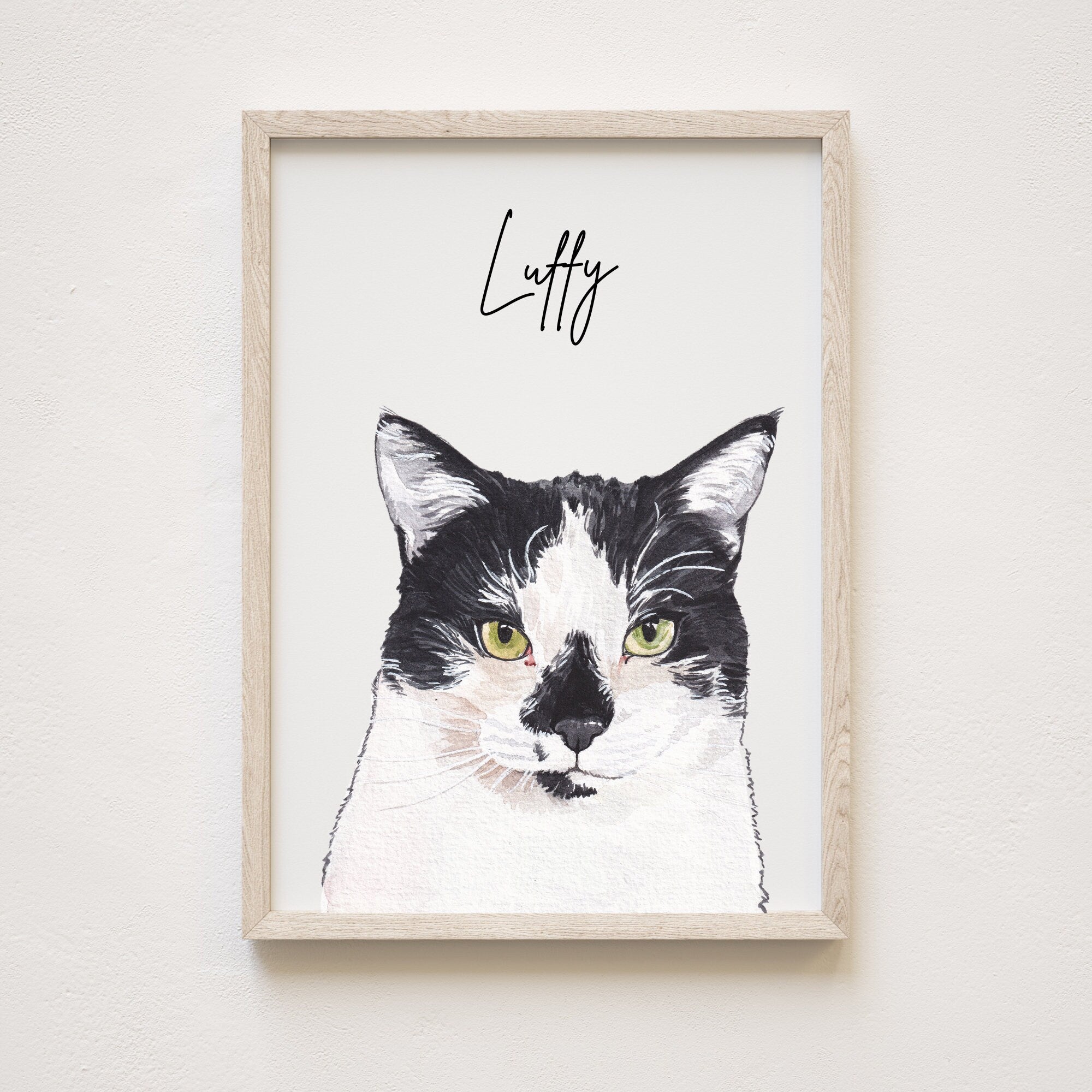 Pet portrait print • Watercolor Cat Painting Hand Painted from Photo • Pet memorial gift • Pet loss gift