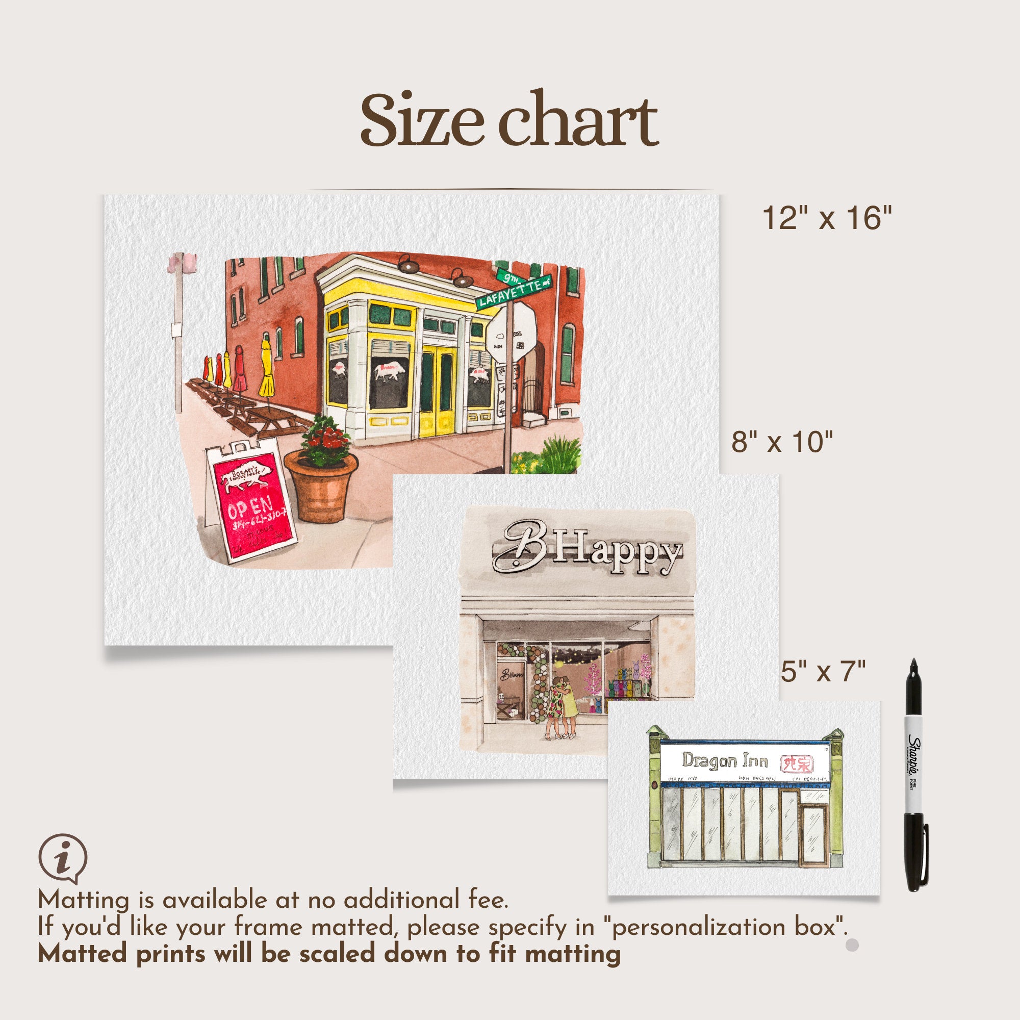 Custom Watercolor Store Painting,Storefront Painting From Photo,Commercial building painting, Restaurant painting, Bar painting, Boutique