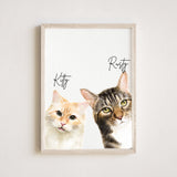 Pet portrait from photo, Custom watercolor cat portrait, Peekaboo Pet portrait, Custom pet portrait, Modern pet painting Gift for pet owner