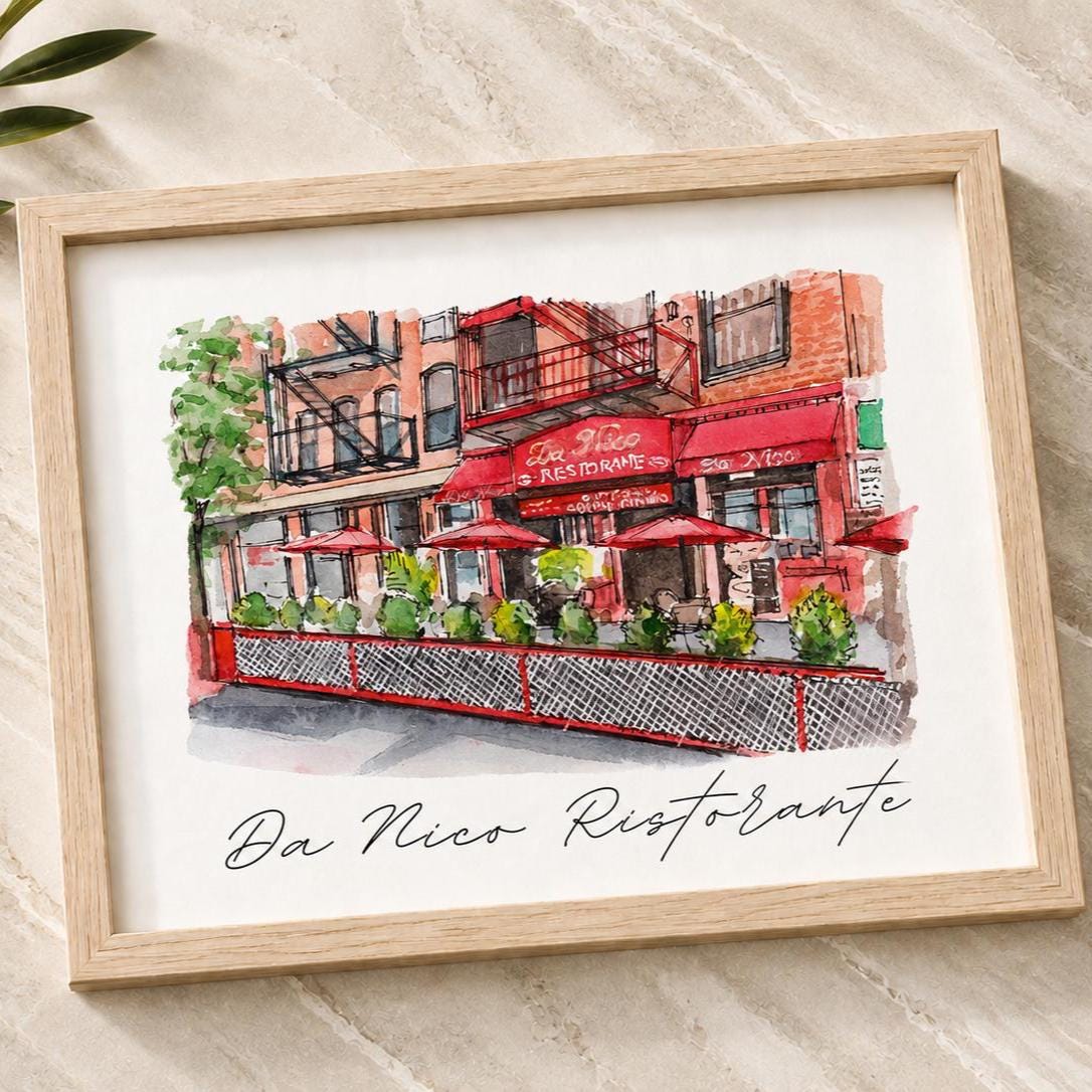Custom Watercolor Store Painting,Storefront Painting From Photo,Commercial building painting, Restaurant painting, Bar painting, Boutique