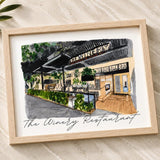 Custom Watercolor Store Painting,Storefront Painting From Photo,Commercial building painting, Restaurant painting, Bar painting, Boutique