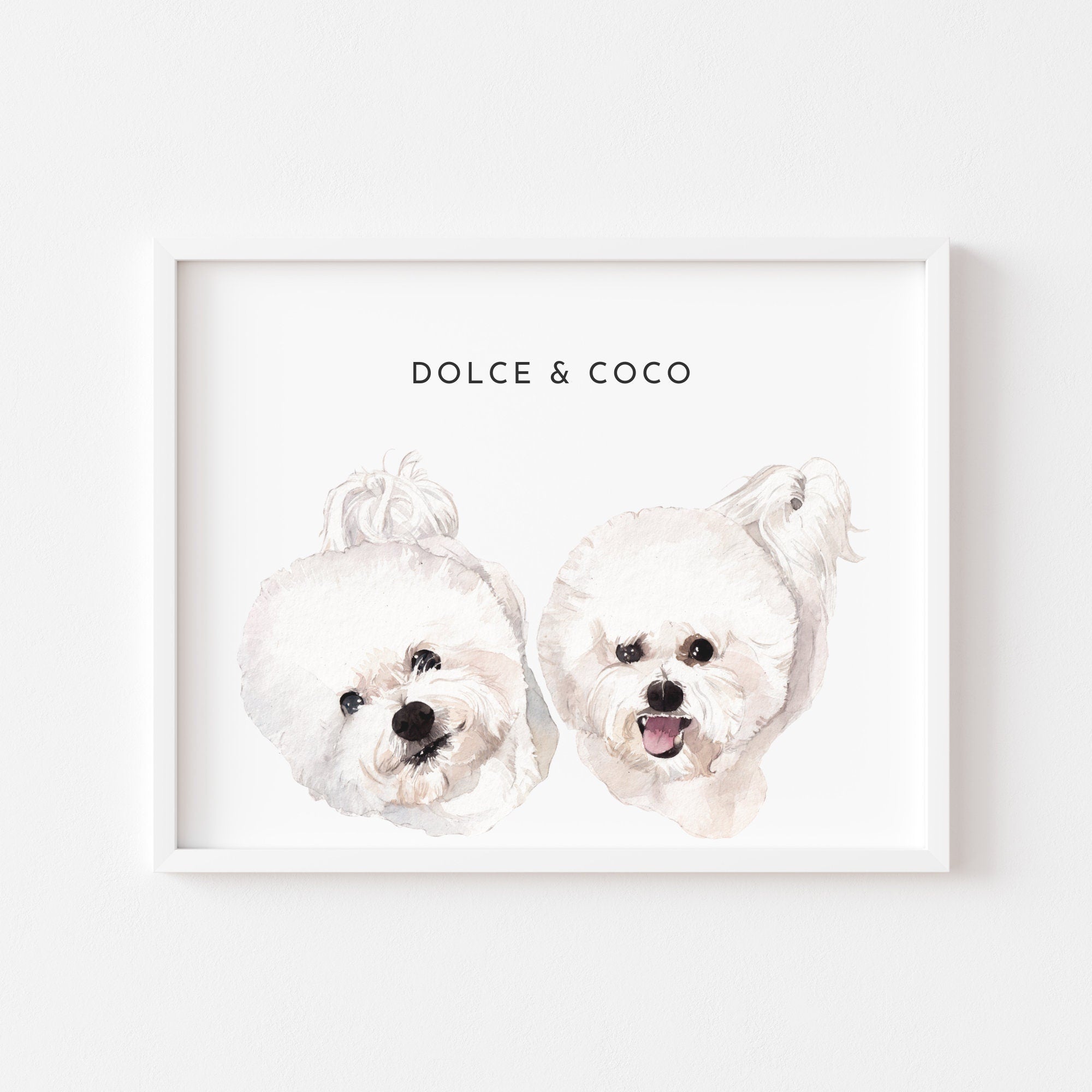 Two Pet Watercolor Portrait, Dog painting custom from photo, Paint by number custom , Dog portrait custom painting, 2 pet portrait custom