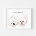 Two Pet Watercolor Portrait, Dog painting custom from photo, Paint by number custom , Dog portrait custom painting, 2 pet portrait custom