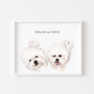 Two Pet Watercolor Portrait, Dog painting custom from photo, Paint by number custom , Dog portrait custom painting, 2 pet portrait custom