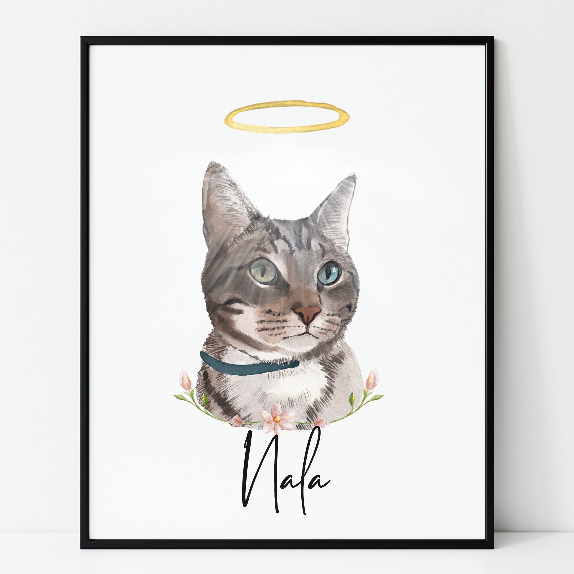 Pet Memorial Watercolor Portrait, Custom Dog Painting, Pet loss gift