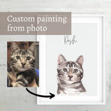 Cat lover gift, Custom cat portrait, Watercolor portrait from photo, Pet memorial