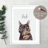 Cat lover gift, Custom cat portrait, Watercolor portrait from photo, Pet memorial