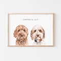 Two Pet Watercolor Portrait, Dog painting custom from photo, Paint by number custom , Dog portrait custom painting, 2 pet portrait custom