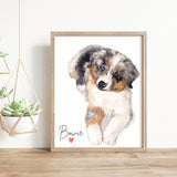 Pet portrait print • Watercolor Dog Painting Hand Painted from Photo • Pet memorial gift • Pet loss gift
