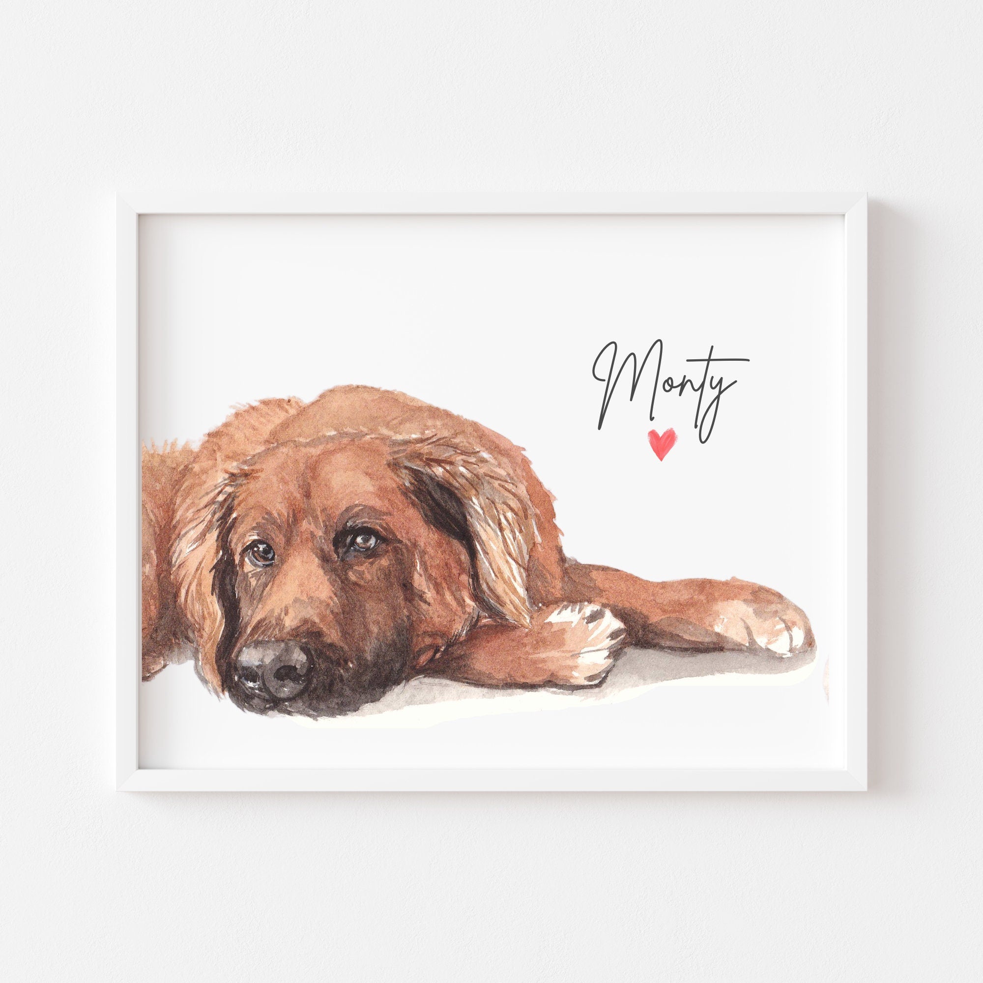 Pet portrait print • Watercolor Dog Painting Hand Painted from Photo • Pet memorial gift • Pet loss gift