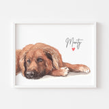 Pet portrait print • Watercolor Dog Painting Hand Painted from Photo • Pet memorial gift • Pet loss gift