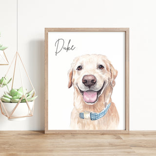 Pet portrait print • Watercolor Dog Painting Hand Painted from Photo • Pet memorial gift • Pet loss gift
